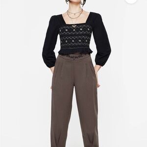 Disturbia Woodruff embroidered balloon leg trouser